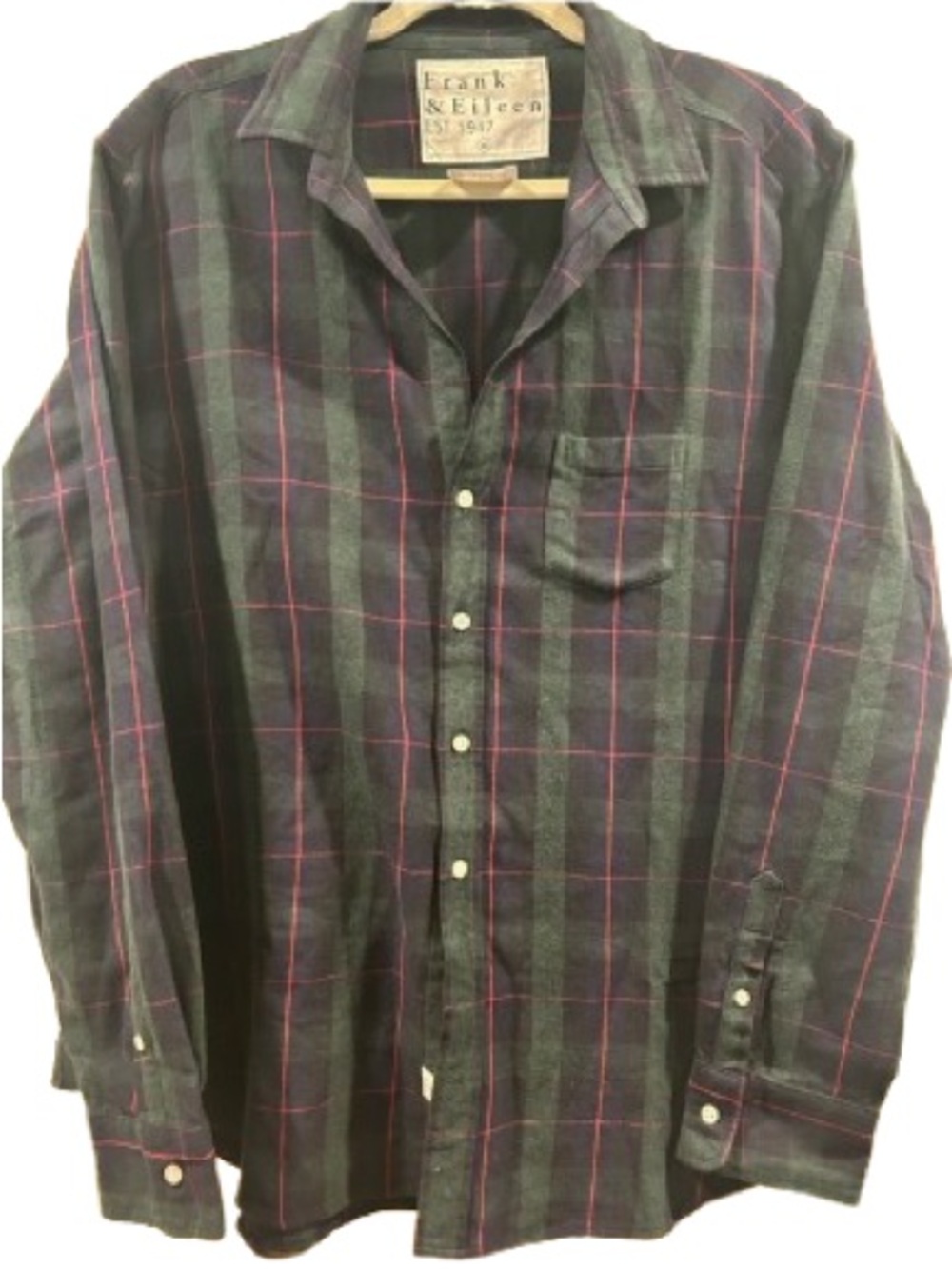 Frank & Eileen Eileen Relaxed Fit Plaid Button-Up Shirt 100% Cotton Top XL